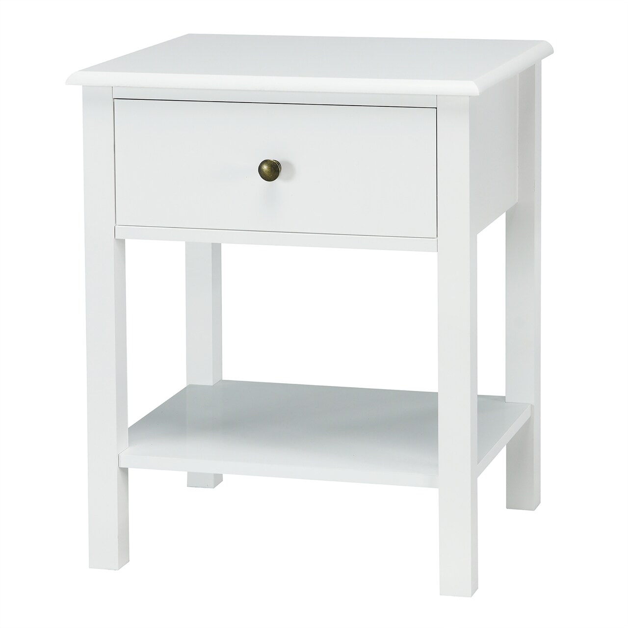 Costway End Table Nightstand Storage Display Drawer Shelf Beside Bedroom White\Black